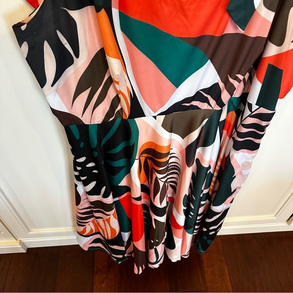 ModCloth Hutch Plus Size Women’s Tropical Shoulder Tie Midi Dress Fit Flare 3X - Picture 10 of 14